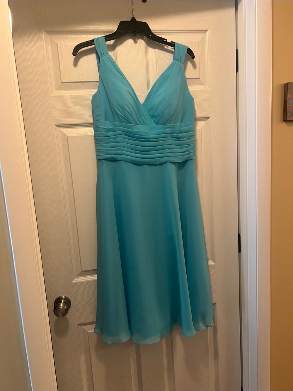 V-Neck Turquoise Cocktail Dress